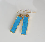 Handmade Gold Turquoise Bar Drop Earrings