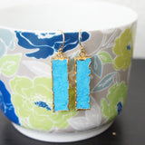 Handmade Gold Turquoise Bar Drop Earrings