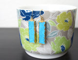 Handmade Gold Turquoise Bar Drop Earrings