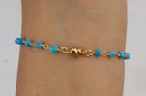 Moonstone with Turquoise Beaded Gold Chain - Handmade Magnetic Bracelet