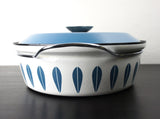 Vintage Turquoise Blue Cathrineholm Lotus Shallow Dutch Oven