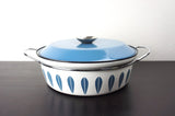 Vintage Turquoise Blue Cathrineholm Lotus Shallow Dutch Oven