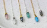 Handmade Tiny Spike Short Pendant Necklaces - Rose Quartz, Moonstone, Labradorite, Amazonite, Turquoise