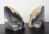 Vintage Set of Blue Sliced Geode Bookends