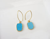 Handmade Gold Turquoise Charm Earrings