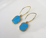 Handmade Gold Turquoise Charm Earrings