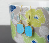 Handmade Gold Turquoise Charm Earrings