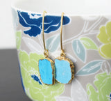 Handmade Gold Turquoise Charm Earrings