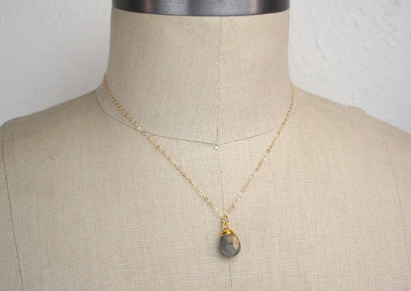 Handmade Gold Labradorite Briolette Jewelry - Necklace