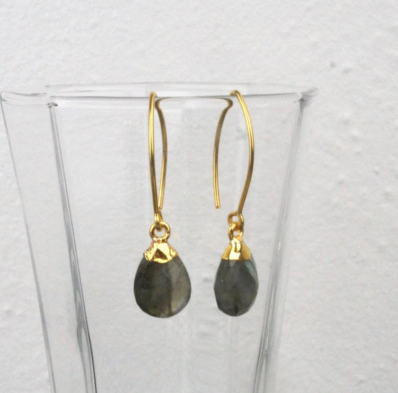 Handmade Gold Labradorite Briolette Jewelry - Earrings