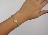 Moonstone with Turquoise Beaded Gold Chain - Handmade Magnetic Bracelet
