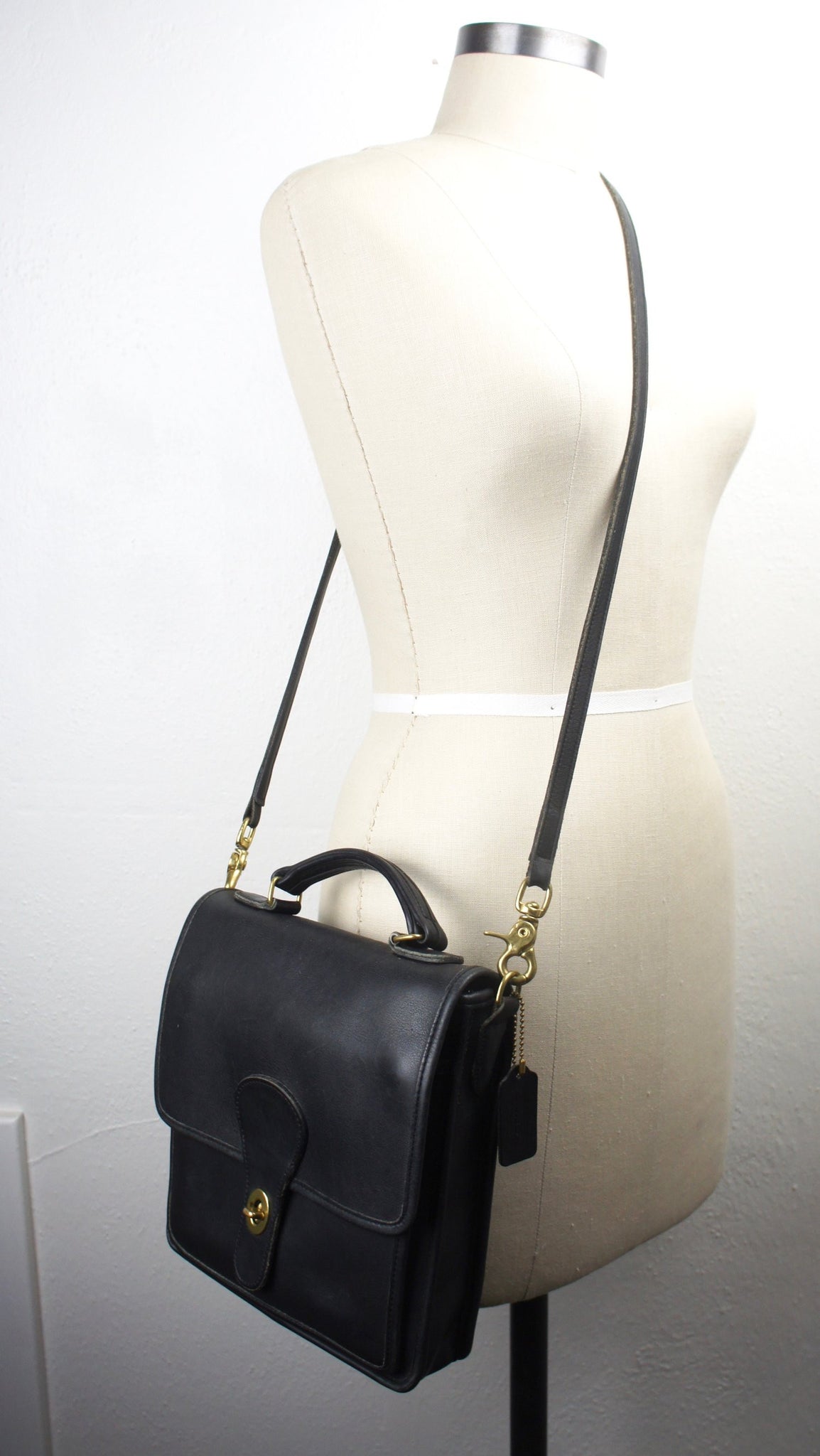 Vintage 90s Coach Station Bag Black Leather Crossbody Purse