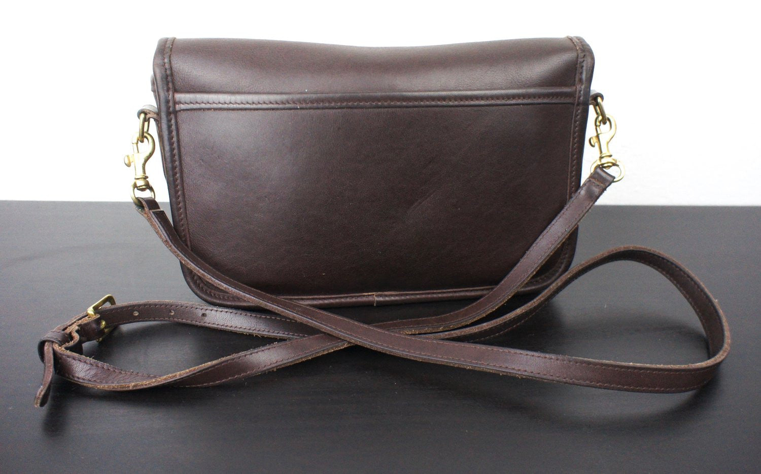 Vintage Brown Coach Convertible Clutch Bag with Turn Lock Closure