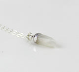 Tiny Moonstone Spike Short Pendant Necklace Silver