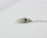 Tiny Moonstone Spike Short Pendant Necklace Silver