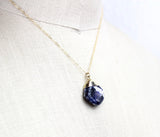 Handmade Blue Sodalite Gold Necklace