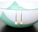 Handmade Tiny Round Gold Moonstone Earrings