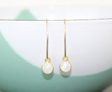 Handmade Tiny Round Gold Moonstone Earrings