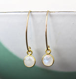 Handmade Tiny Round Gold Moonstone Earrings