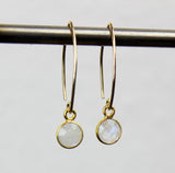 Handmade Tiny Round Gold Moonstone Earrings