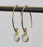 Handmade Tiny Round Gold Moonstone Earrings