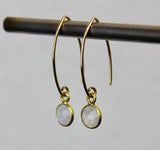 Handmade Tiny Round Gold Moonstone Earrings