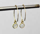 Handmade Tiny Round Gold Moonstone Earrings