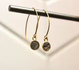 Handmade Tiny Round Gold Moonstone Earrings