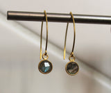 Handmade Tiny Round Gold Moonstone Earrings