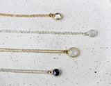 Handmade Tiny Round Short Pendant Necklaces - Labradorite, Moonstone, Crystal Quartz
