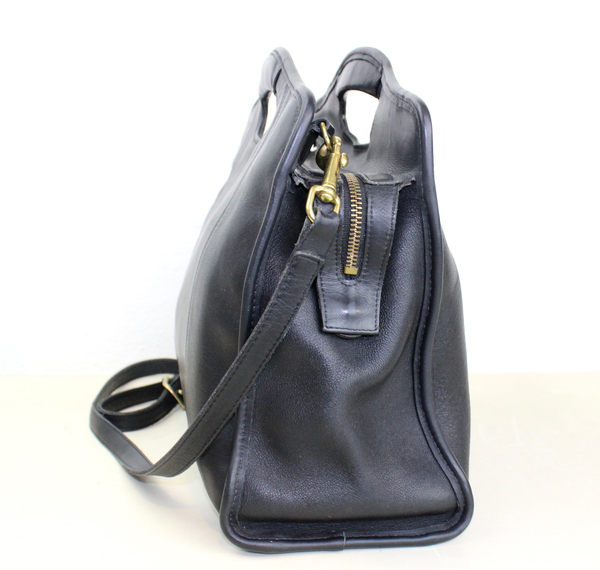 Vintage Black Coach Large Shopper Tote Bag with Cut Out