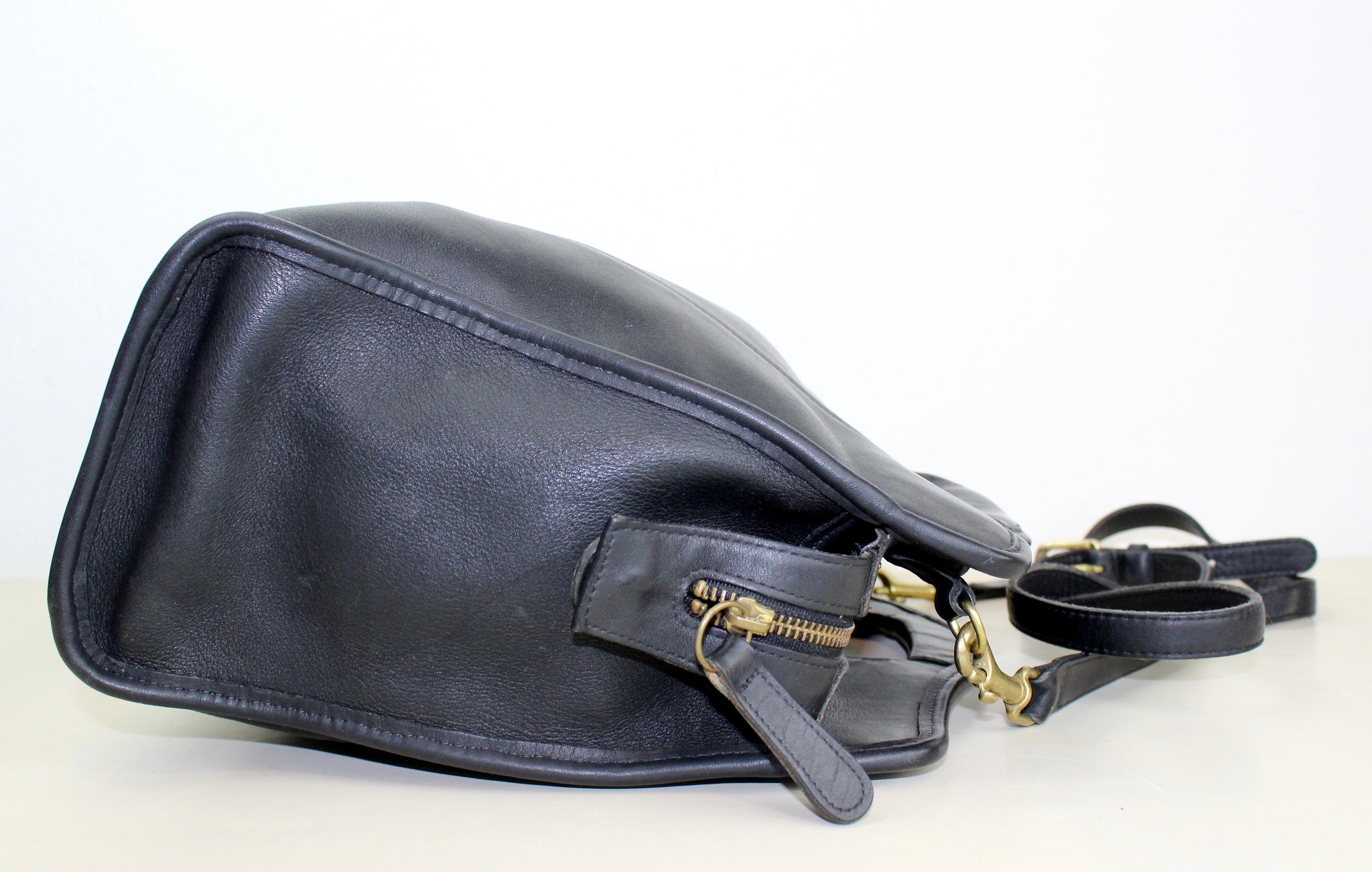 Vintage Black Coach Large Shopper Tote Bag with Cut Out