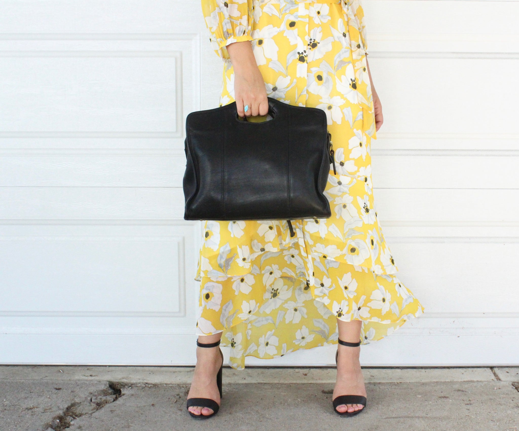 Vintage Black Coach Large Shopper Tote Bag with Cut Out