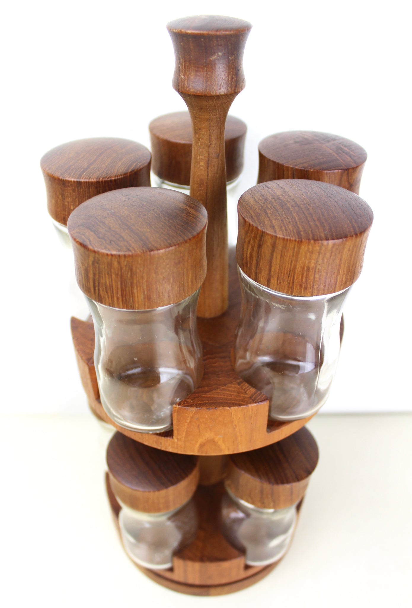 Hand-Made Modernist Wood Spice Jar Rack