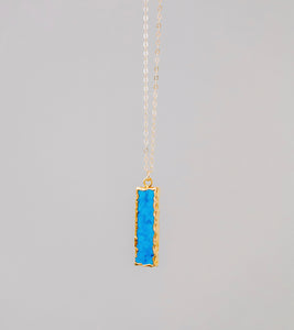 Handmade Turquoise Bar Pendant Gold Necklace